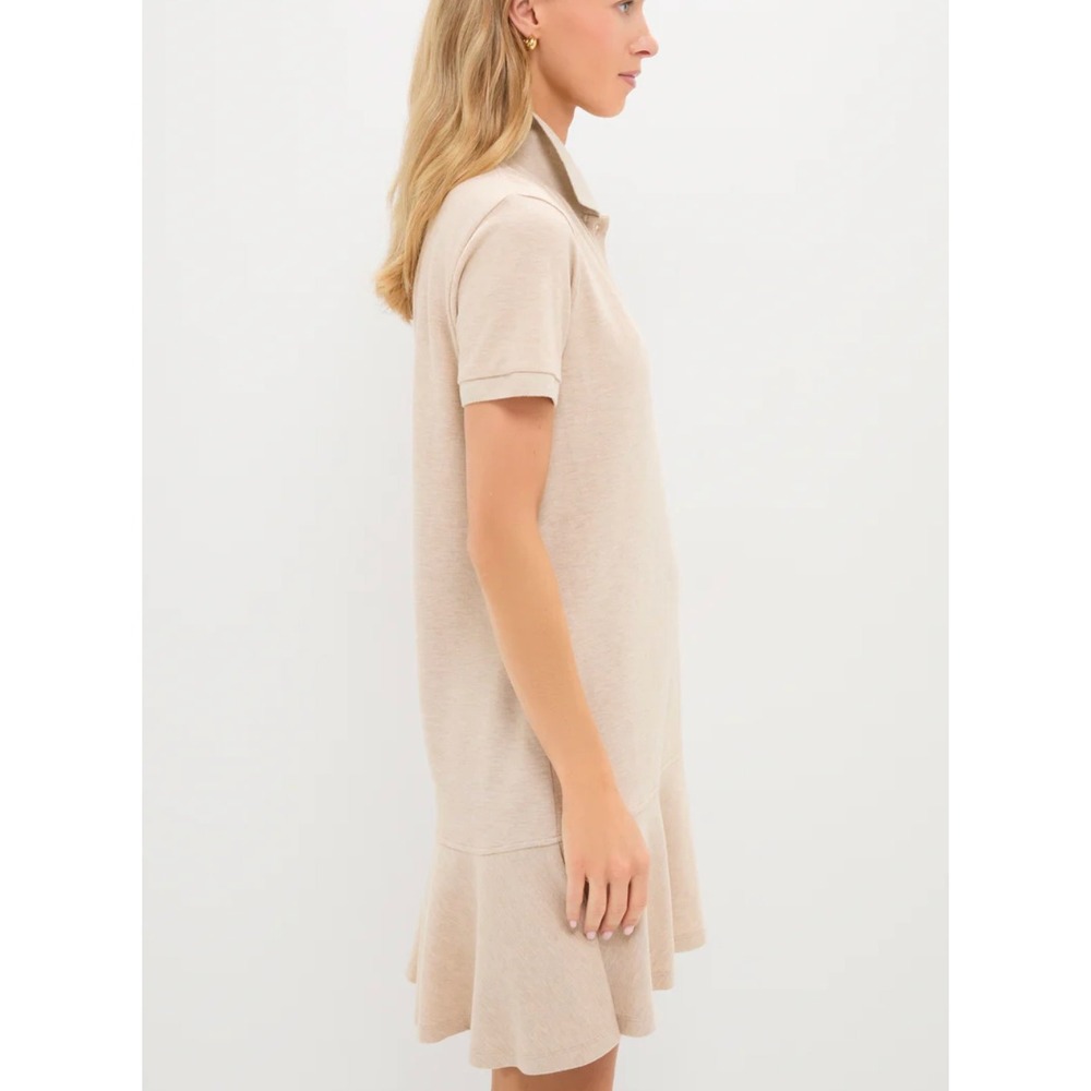 Tuckernuck Sandstone Pique May Polo Shirt Dress Medium Long Sleeve Polo Beige - Picture 5 of 11